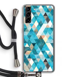 CaseCompany Gekleurde driehoekjes blauw: Samsung Galaxy S21 Plus Transparant Hoesje met koord