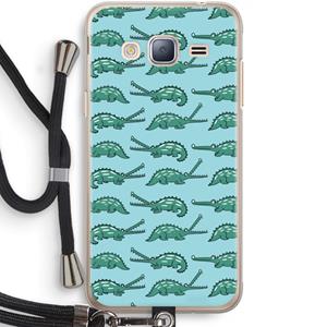 CaseCompany Kroko: Samsung Galaxy J3 (2016) Transparant Hoesje met koord