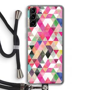 CaseCompany Gekleurde driehoekjes: Samsung Galaxy S21 Plus Transparant Hoesje met koord