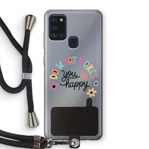 CaseCompany Happy days: Samsung Galaxy A21s Transparant Hoesje met koord