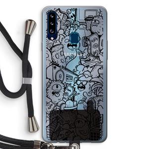 CaseCompany Vexx Black City : Samsung Galaxy A20s Transparant Hoesje met koord