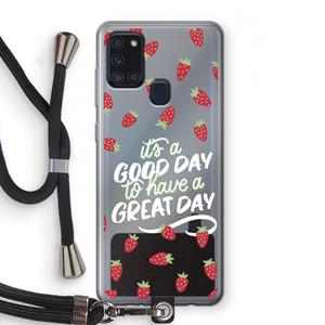 CaseCompany Don't forget to have a great day: Samsung Galaxy A21s Transparant Hoesje met koord