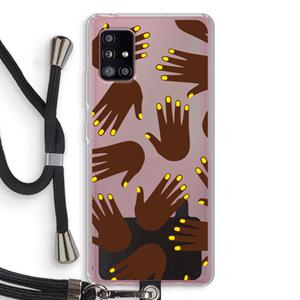 CaseCompany Hands dark: Samsung Galaxy A51 5G Transparant Hoesje met koord