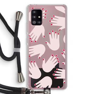 CaseCompany Hands pink: Samsung Galaxy A51 5G Transparant Hoesje met koord