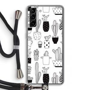 CaseCompany Cactusmotief: Samsung Galaxy S21 Plus Transparant Hoesje met koord