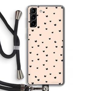 CaseCompany Kleine kattenkopjes: Samsung Galaxy S21 Plus Transparant Hoesje met koord
