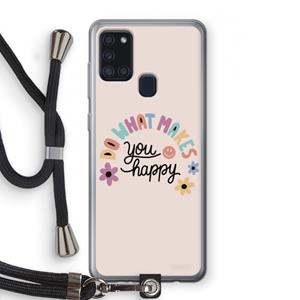 CaseCompany Happy days: Samsung Galaxy A21s Transparant Hoesje met koord