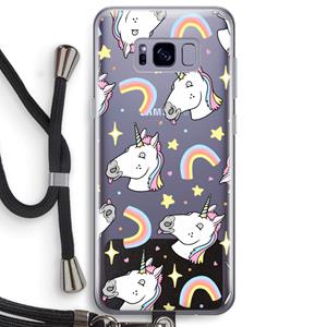 CaseCompany Rainbow Unicorn: Samsung Galaxy S8 Plus Transparant Hoesje met koord