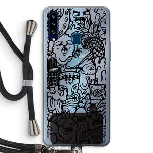 CaseCompany Vexx Black Mixtape: Samsung Galaxy A20s Transparant Hoesje met koord