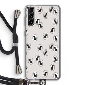 CaseCompany Miauw: Samsung Galaxy S21 Plus Transparant Hoesje met koord