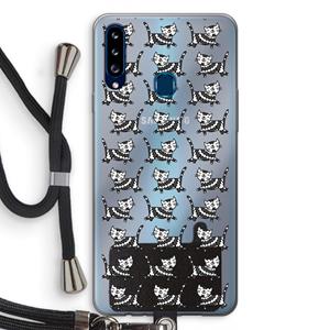 CaseCompany Zwarte poes: Samsung Galaxy A20s Transparant Hoesje met koord