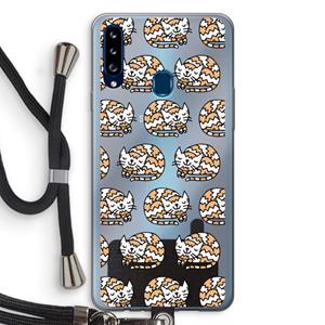 CaseCompany Slapende poes: Samsung Galaxy A20s Transparant Hoesje met koord