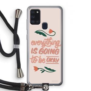 CaseCompany Optimistic flower girl: Samsung Galaxy A21s Transparant Hoesje met koord