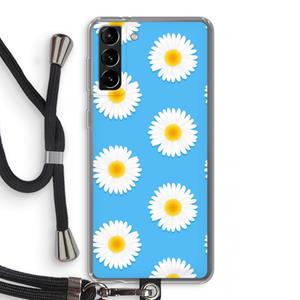 CaseCompany Margrietjes: Samsung Galaxy S21 Plus Transparant Hoesje met koord