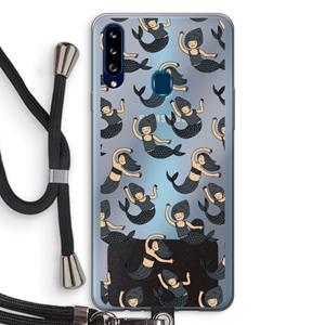 CaseCompany Zeemeermin: Samsung Galaxy A20s Transparant Hoesje met koord