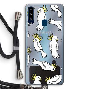 CaseCompany Papegaai: Samsung Galaxy A20s Transparant Hoesje met koord