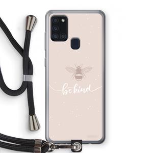 CaseCompany Be(e) kind: Samsung Galaxy A21s Transparant Hoesje met koord