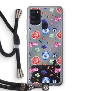 CaseCompany Bloemetjes: Samsung Galaxy A21s Transparant Hoesje met koord