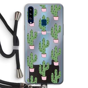 CaseCompany Cactus Lover: Samsung Galaxy A20s Transparant Hoesje met koord