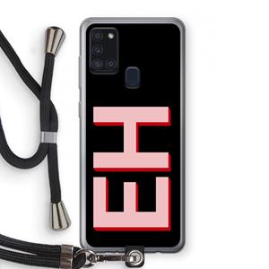 CaseCompany Monogram: Samsung Galaxy A21s Transparant Hoesje met koord