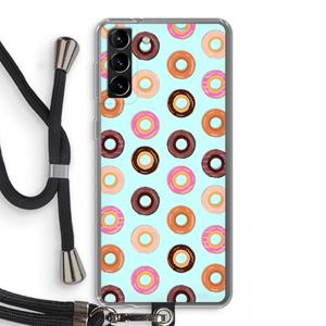 CaseCompany Donuts: Samsung Galaxy S21 Plus Transparant Hoesje met koord