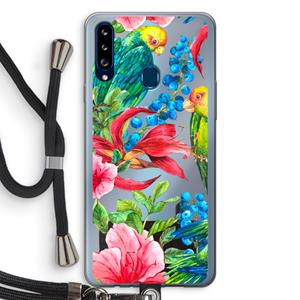 CaseCompany Papegaaien: Samsung Galaxy A20s Transparant Hoesje met koord