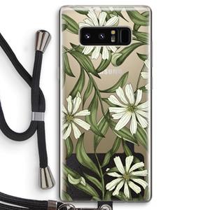 CaseCompany Wit bloemenpatroon: Samsung Galaxy Note 8 Transparant Hoesje met koord