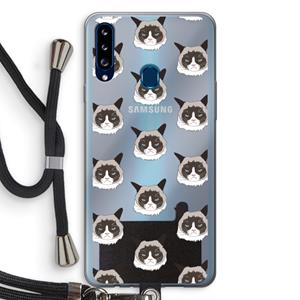 CaseCompany It's a Purrr Case: Samsung Galaxy A20s Transparant Hoesje met koord