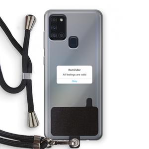 CaseCompany Reminder: Samsung Galaxy A21s Transparant Hoesje met koord