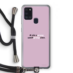 CaseCompany uzelf graag zien: Samsung Galaxy A21s Transparant Hoesje met koord