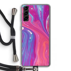 CaseCompany Paarse stroom: Samsung Galaxy S21 Plus Transparant Hoesje met koord
