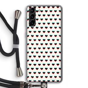 CaseCompany Hartjes: Samsung Galaxy S21 Plus Transparant Hoesje met koord
