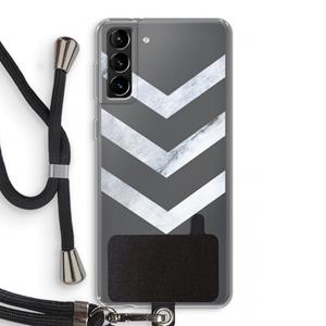 CaseCompany Marmeren pijlen: Samsung Galaxy S21 Plus Transparant Hoesje met koord