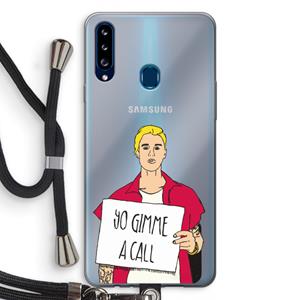 CaseCompany Gimme a call: Samsung Galaxy A20s Transparant Hoesje met koord