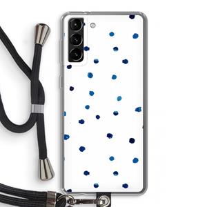 CaseCompany Blauwe stippen: Samsung Galaxy S21 Plus Transparant Hoesje met koord