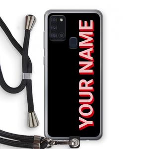 CaseCompany Namecase: Samsung Galaxy A21s Transparant Hoesje met koord