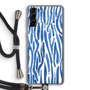 CaseCompany Blauwe nerven: Samsung Galaxy S21 Plus Transparant Hoesje met koord