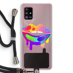 CaseCompany Lip Palette: Samsung Galaxy A51 5G Transparant Hoesje met koord
