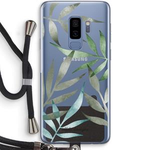 CaseCompany Tropical watercolor leaves: Samsung Galaxy S9 Plus Transparant Hoesje met koord