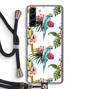 CaseCompany Kleurrijke papegaaien: Samsung Galaxy S21 Plus Transparant Hoesje met koord