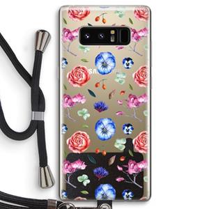 CaseCompany Bloemetjes: Samsung Galaxy Note 8 Transparant Hoesje met koord