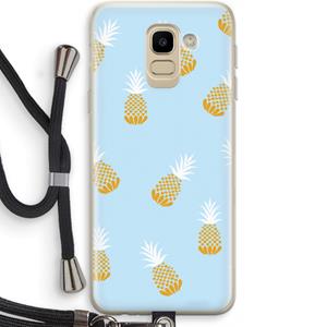 CaseCompany Ananasjes: Samsung Galaxy J6 (2018) Transparant Hoesje met koord