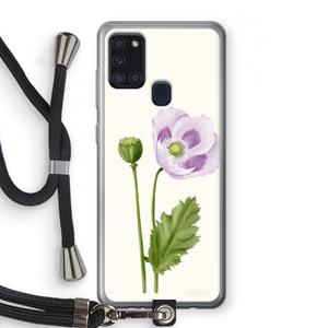 CaseCompany Purple poppy: Samsung Galaxy A21s Transparant Hoesje met koord