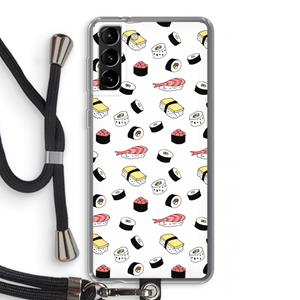 CaseCompany Sushi time: Samsung Galaxy S21 Plus Transparant Hoesje met koord