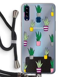 CaseCompany Sanseveria: Samsung Galaxy A20s Transparant Hoesje met koord