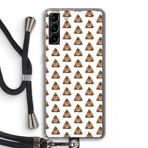 CaseCompany Poop emoji: Samsung Galaxy S21 Plus Transparant Hoesje met koord