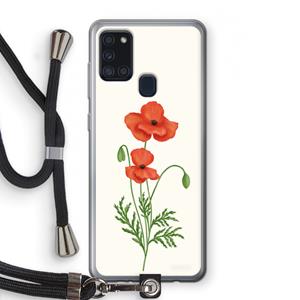 CaseCompany Red poppy: Samsung Galaxy A21s Transparant Hoesje met koord