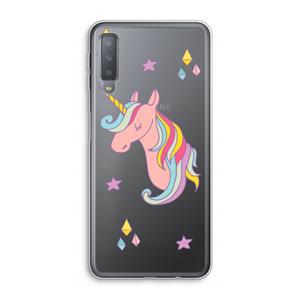 CaseCompany Roze eenhoorn: Samsung Galaxy A7 (2018) Transparant Hoesje