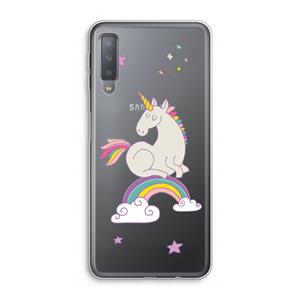 CaseCompany Regenboog eenhoorn: Samsung Galaxy A7 (2018) Transparant Hoesje