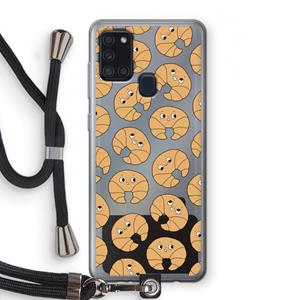 CaseCompany Croissant: Samsung Galaxy A21s Transparant Hoesje met koord
